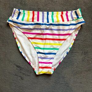 Sugar Beach Women’s Bikini Bottom XL Colorful Striped Swimwear High Waist